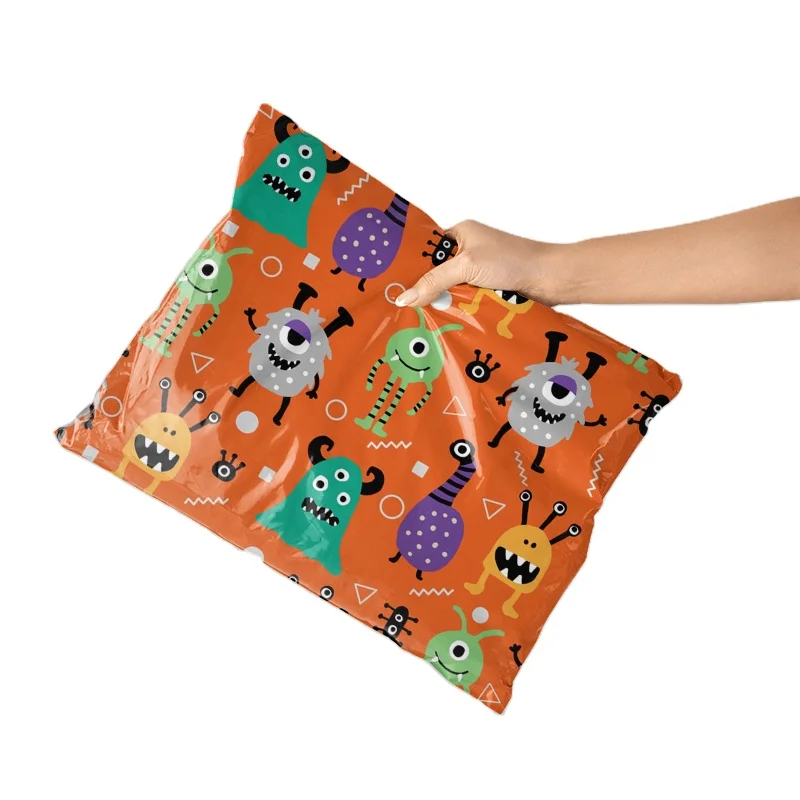 Custom Printed Recyclable Retail Grocery Orange 10*13  Mailer Bakery Bags Yellow Mailing Bag Creative Packaging Envelopes
