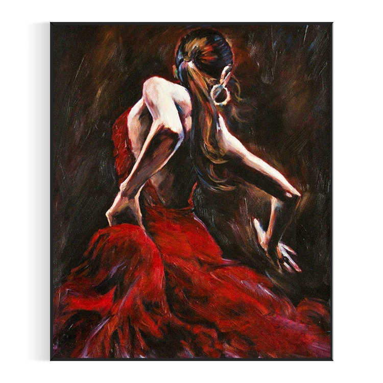 Modern art abstract red dress beauty portrait decorative painting professional handmade custom figure oil painting