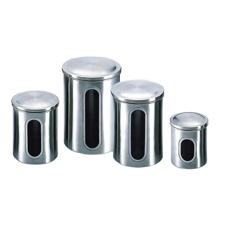 Stainless Steel tea coffee and sugar LFGB with different color coating Kitchen Canister sets