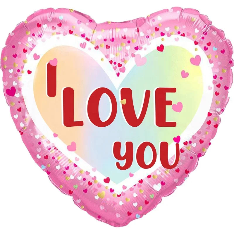 Yiwu Factory In Stock Valentines Themed 18 Inch I Love You Heart Printed Foil balloon Helium Globos For wedding party supplies