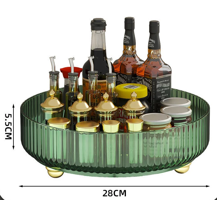 New Chinese Style Clear Turntable Rotating Storage Container Bin for Kitchen Pantry Cabinet Fridge Undersink