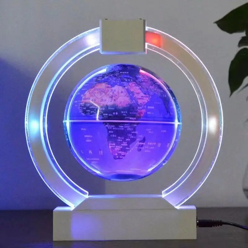 6 Inch Colorful LED Magnetic Levitation Floating Globe Auto-Rotate Anti Gravity Levitating World Map Globe