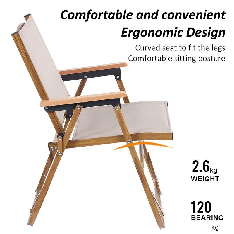 Custom Logo Portable Lightweight Aluminum Wood Grain Beach Garden Outdoor Low Folding Camping Chair