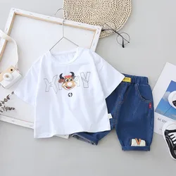 Летняя мультяшная хлопковая детская одежда, комплекты одежды для мальчиков, Детские комплекты одежды из 2 предметов
