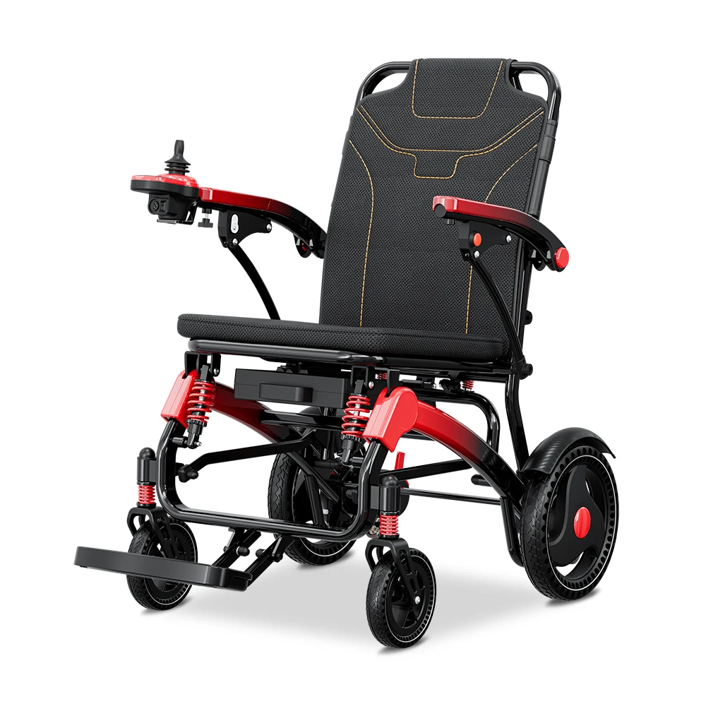 2024 Hot Selling Ultra-Light Aluminum Alloy Electric Wheelchair Elderly Disabled Travel Portable Foldable Wheelchair Electric