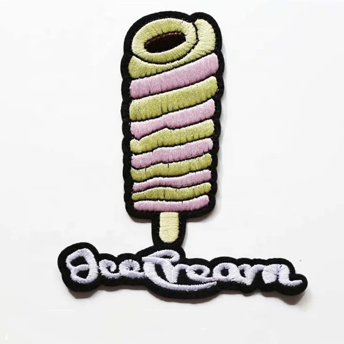 ice cream cartoon custom embroidery stickers patches