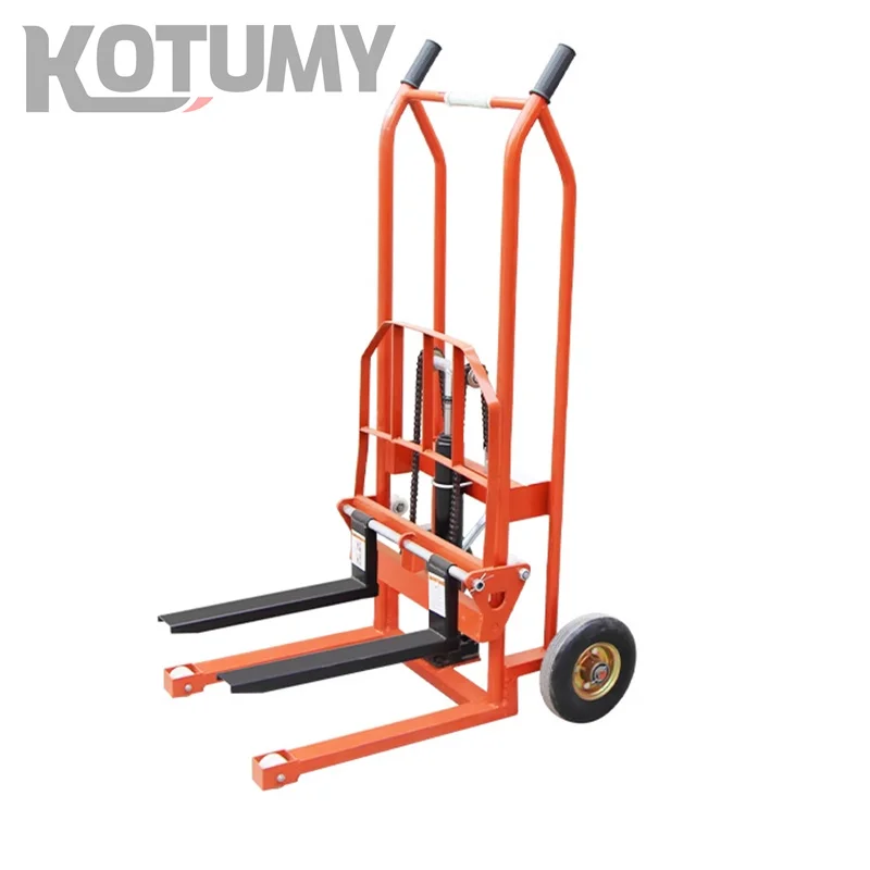 Four wheel 200/400Kg load-bearing forklift portable manual handling stacker, light household lift truck, folding flat tiger cart