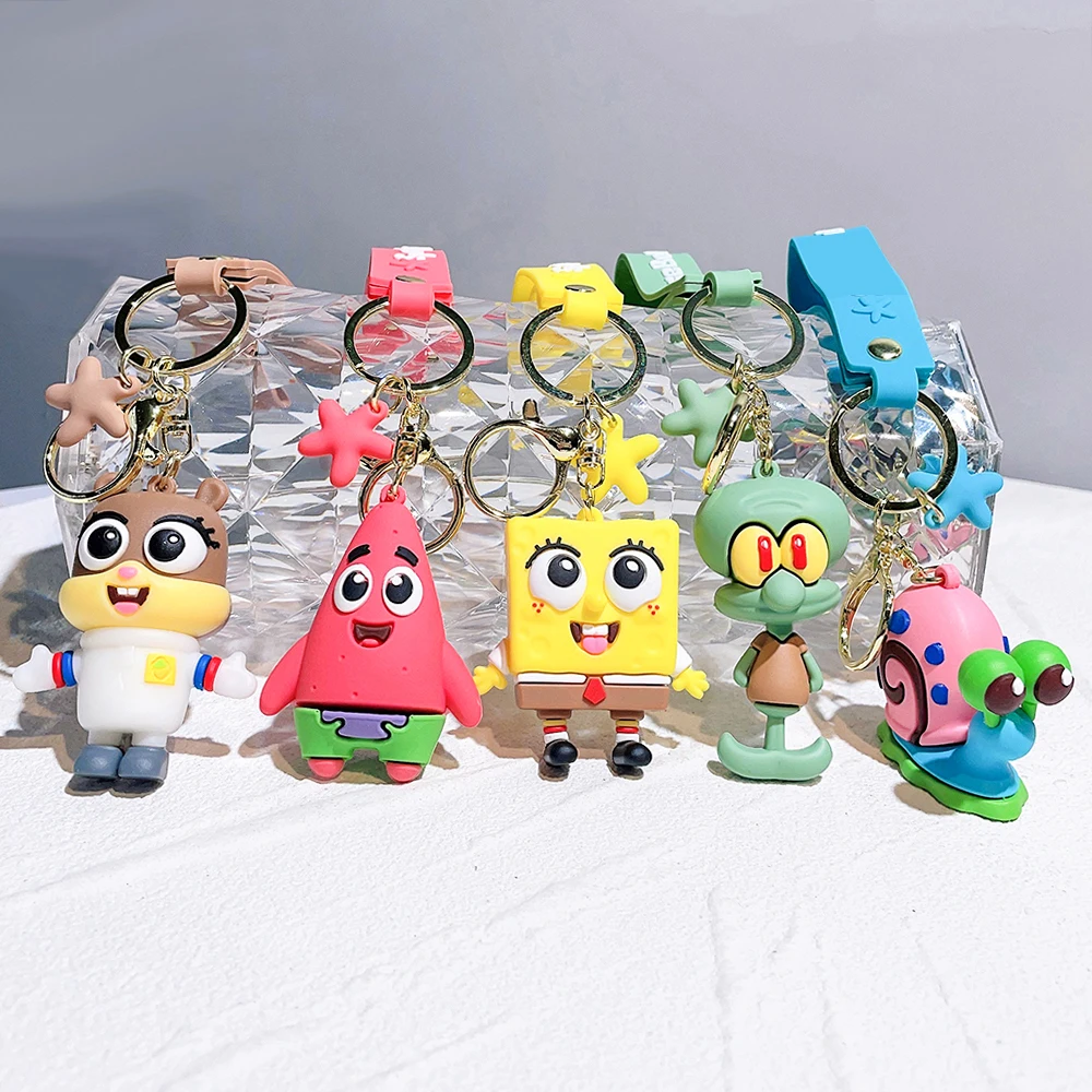 LC051/LC052 Keyrings Popular Cartoon Anime Keychains Patrick Star Eugene H. Krabs Sandy Cheeks Gary Key Rings Decoration Gift