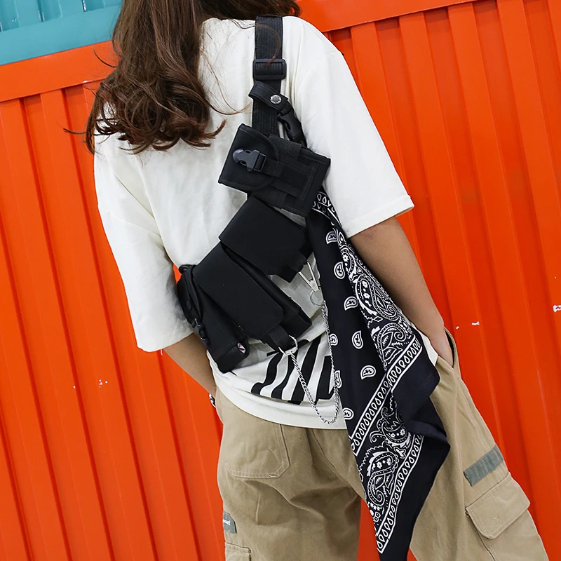 
Fashion streetwear functional tactical cross shoulder bags hip hop chest rig waist bag 
