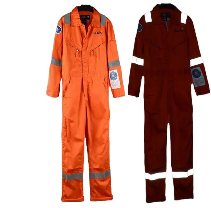 Oil Gas Flame Retardant Maroon Workwear Uniform PPE Fireproof firefighter Safety coverall with  Reflective Tape