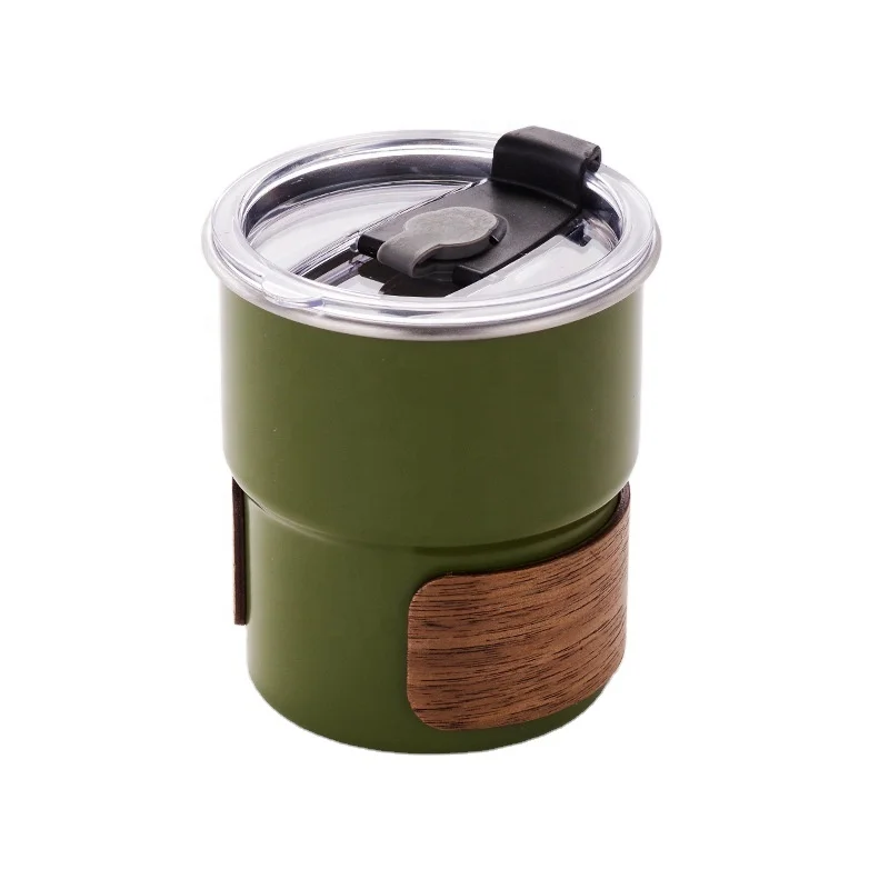 Customize Logo Anti-scald Camping 304 Stainless Steel Custom Cups Water Cup Portable Coffee Tea Cup Set Beer Travel Mug With Lid