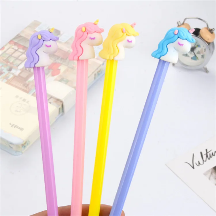 Favorable price fluent writing cute unicorn promotional gel pen, unicorn neutral pen for gift