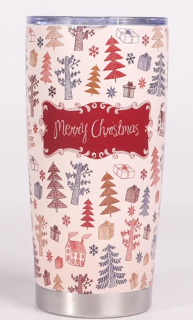 New custom 20oz double wall vacuum thermos coffee mug stainless steel insulated Christmas tumbler cups