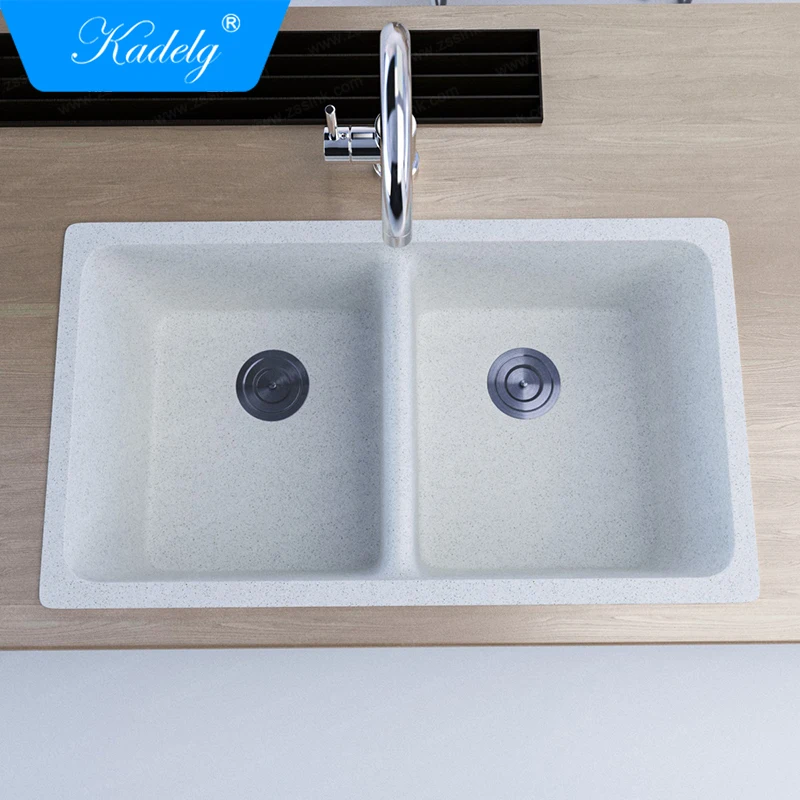 Granite Undermount Kitchen Sink Double Bowl Resin Composite Black Sink