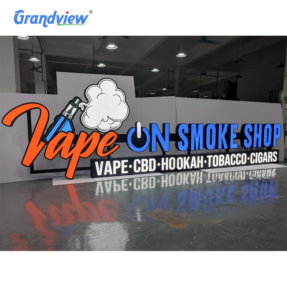 Hot sale office 3D letter LED shop acrylic sign for smoke shop logo acrylic metal channel letter advertising sign