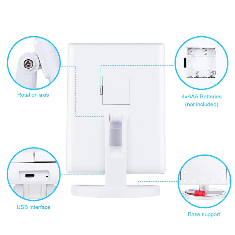 
OEM Service Professional Luminous LED Cosmetic Mirror With Lamp Touch Screen Tabletop Make Up Mirror Folded On Three Sides 