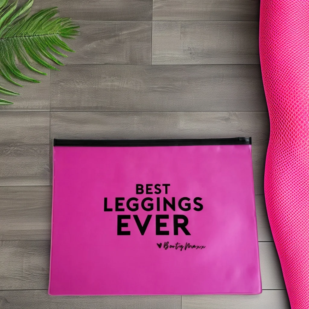 Pink Frosted Zipper Leggings Packaging Bags Horizontal Plastic Bags with Frosted-Zipper for Packed Leggings New Design