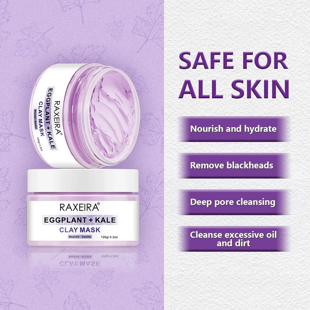 Wholesale Organic Eggplant Kale brightening face mask clay mask for face Pore cleaning