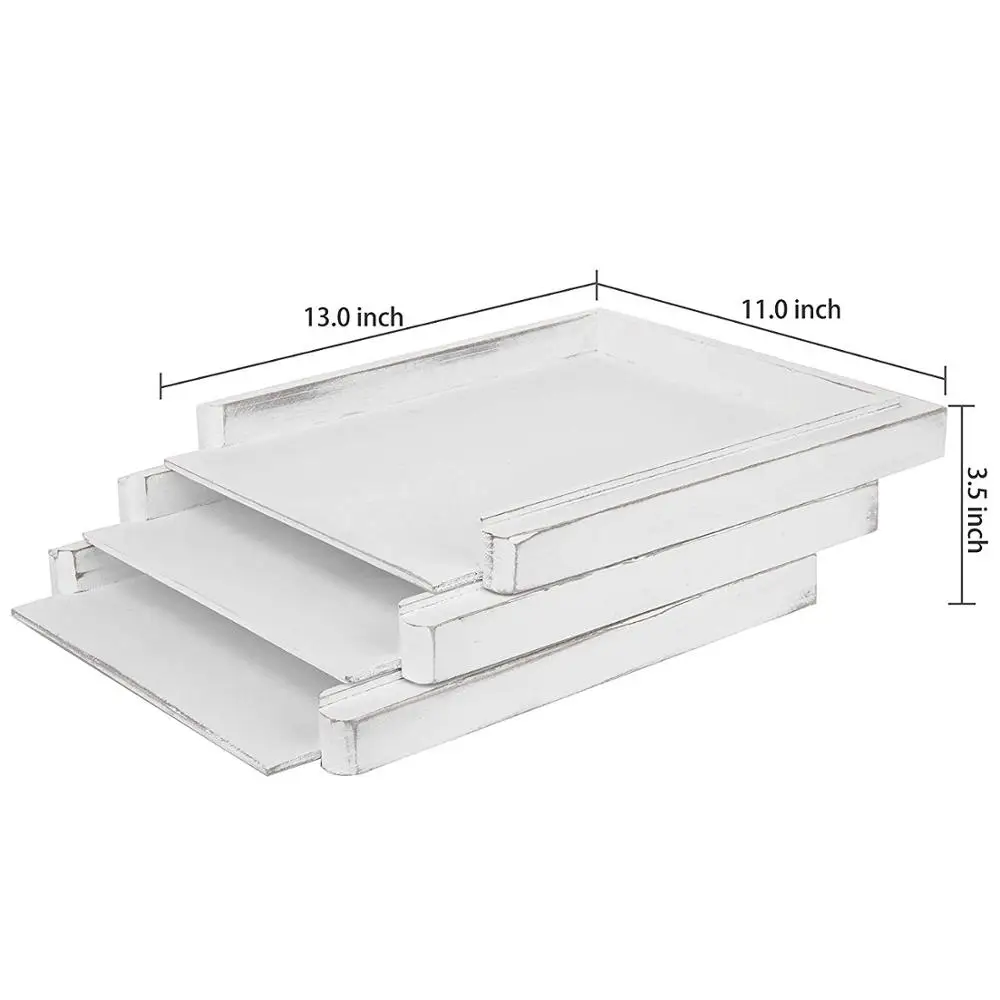 
Set of 3 Wood Desktop Stackable Document File Organizer Trays 