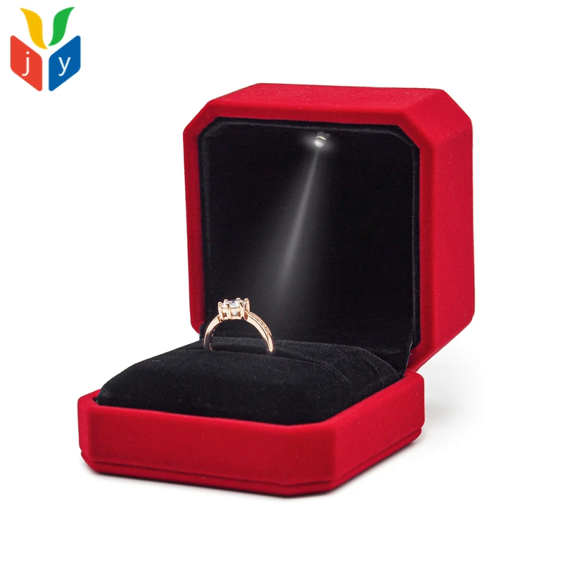 red velvet Octagon Bracelet pendant necklace box packaging jewelry luxury custom velvet wedding ring box