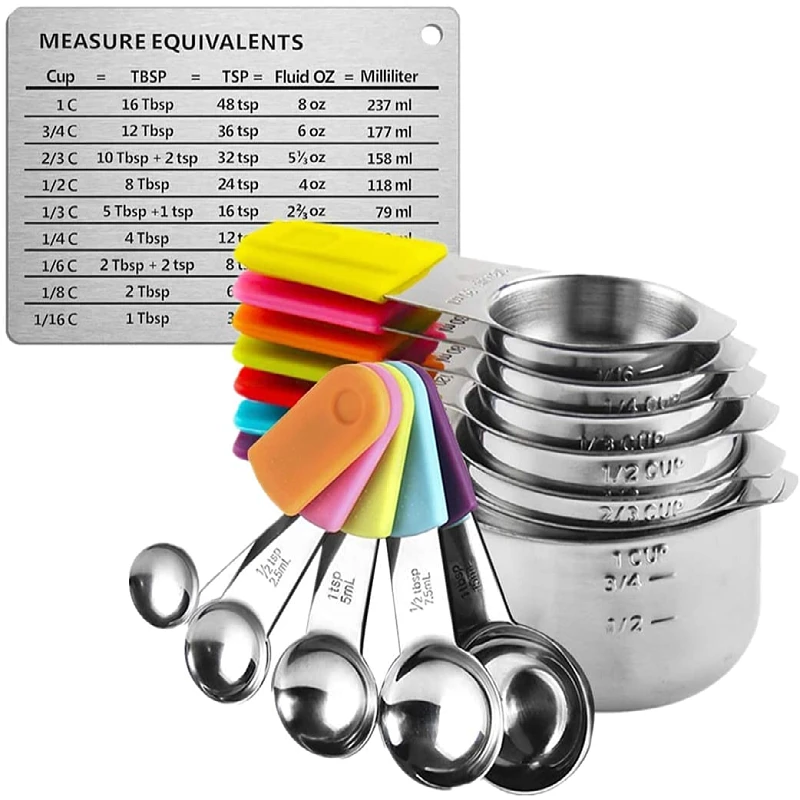 Measuring Cups 7 Measuring Cups and 5 Measuring Stainless Steel Spoons Cooking Measuring Conversion Set