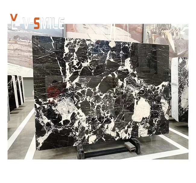 Fantasy Polished Black Marble Slabs Nero Grand Antique Marble For Interior Decoration