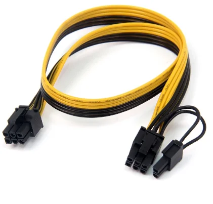 Кабель PCI-E PCIE PCI-Express 6P Штекерный до 8Pin (6 + 2P) Мужской видеокарты кабель питания 50 см BTC удлинитель шахтера