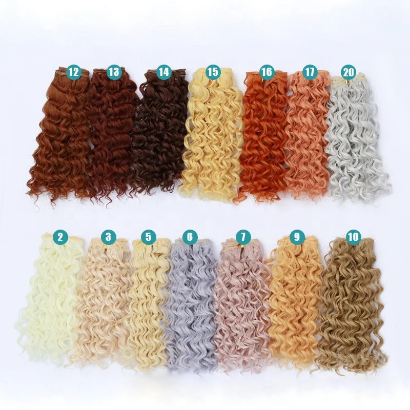 20cm Blonde Coffee Black Natural Color Doll Hair Extension Piece/DIY Wavy Hair Curly Wig For BJD Doll Hair