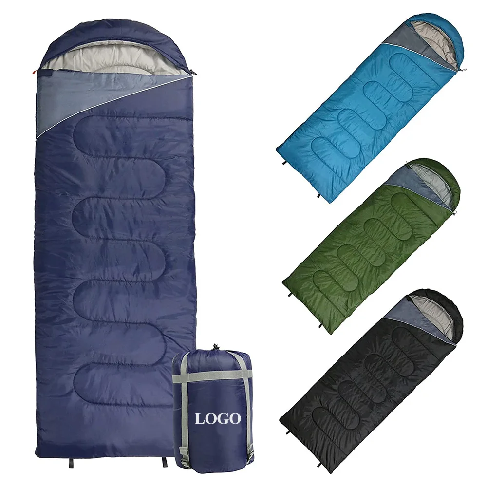 Outdoor Camping Waterproof 210T Polyester Fabric Sleeping Bag with Carry Bag