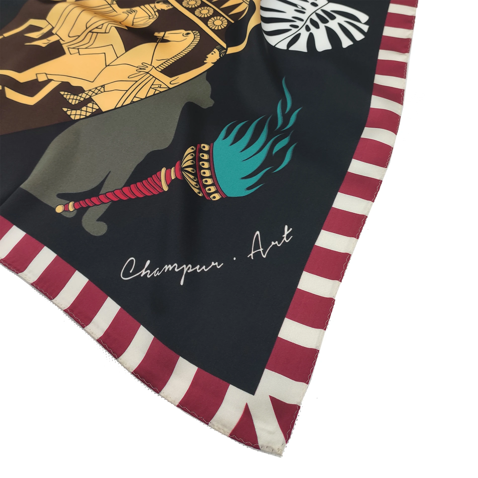 Custom double sided silk scarf and shawl 100% silk double sided scarf with hand hemming