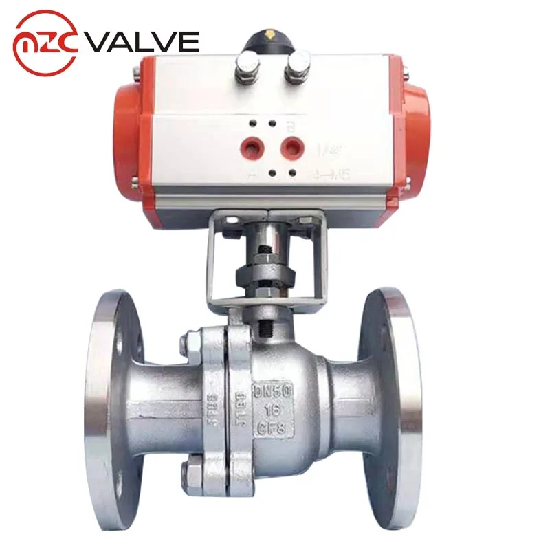 DN50 2 Inch 12V 24V Ss304 Stainless Steel Pneumatic Actuator Flange 2pcs Ball Valve with