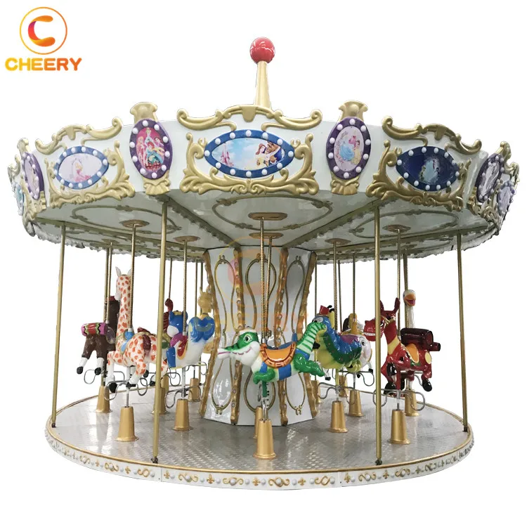 Fun fairground rides theme park luxury electric merry-go-round round carousel carnival ride for sale