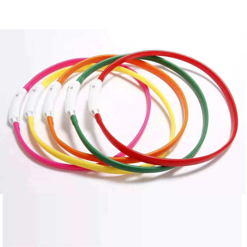2023  hot selling USB recharge LED Dog Collar colorful silicone collar for pet