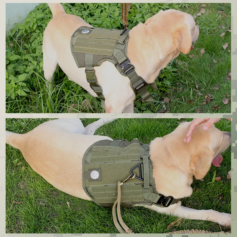 Adjustable Padded Heavy Duty Nylon Hunting Macrame Training Military Tactical Dog Collar Harness Set Vest And Leash