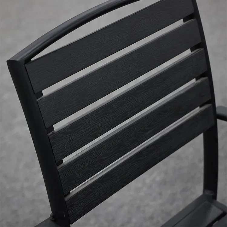 Hot Sale Garden Outdoor Furniture Dining Table Plywood Steel Frame Chair Set of 5 Person Coffee Cafe Chair