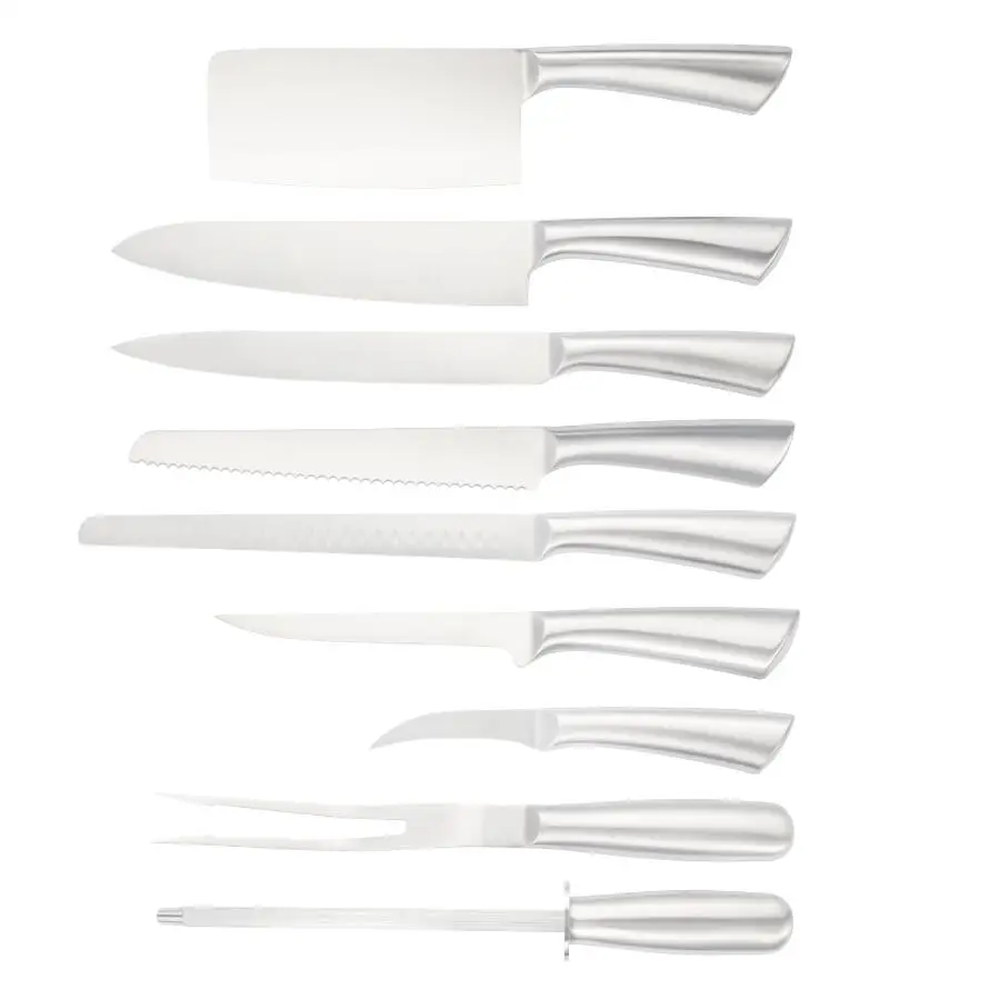 Hot knife hollow handle design 8 inch chef and 10 inch ham slicer knife for set with meat forks set