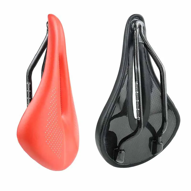 MTB Carbon Bike Saddle with Short Nose 155mm Gel Shell Leather and Carbon Fiber Material Bicycle Saddle Accessories