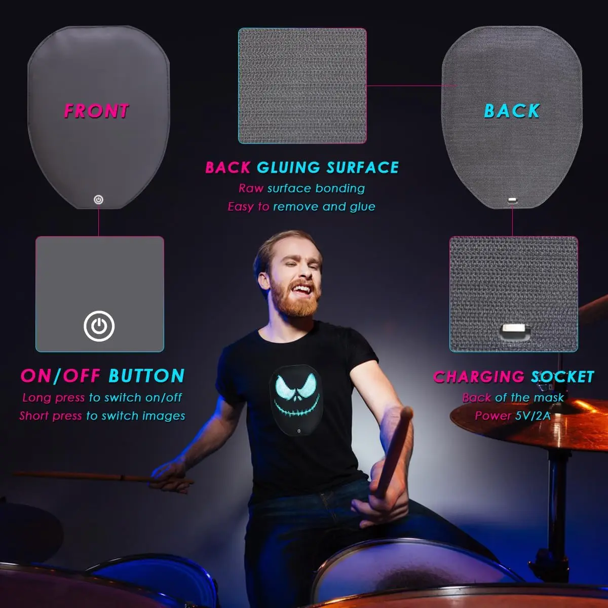 Unisex Fashion App Control LED Shining T Shirt Phone Programmable Flashing LED Display Screen T Shirt