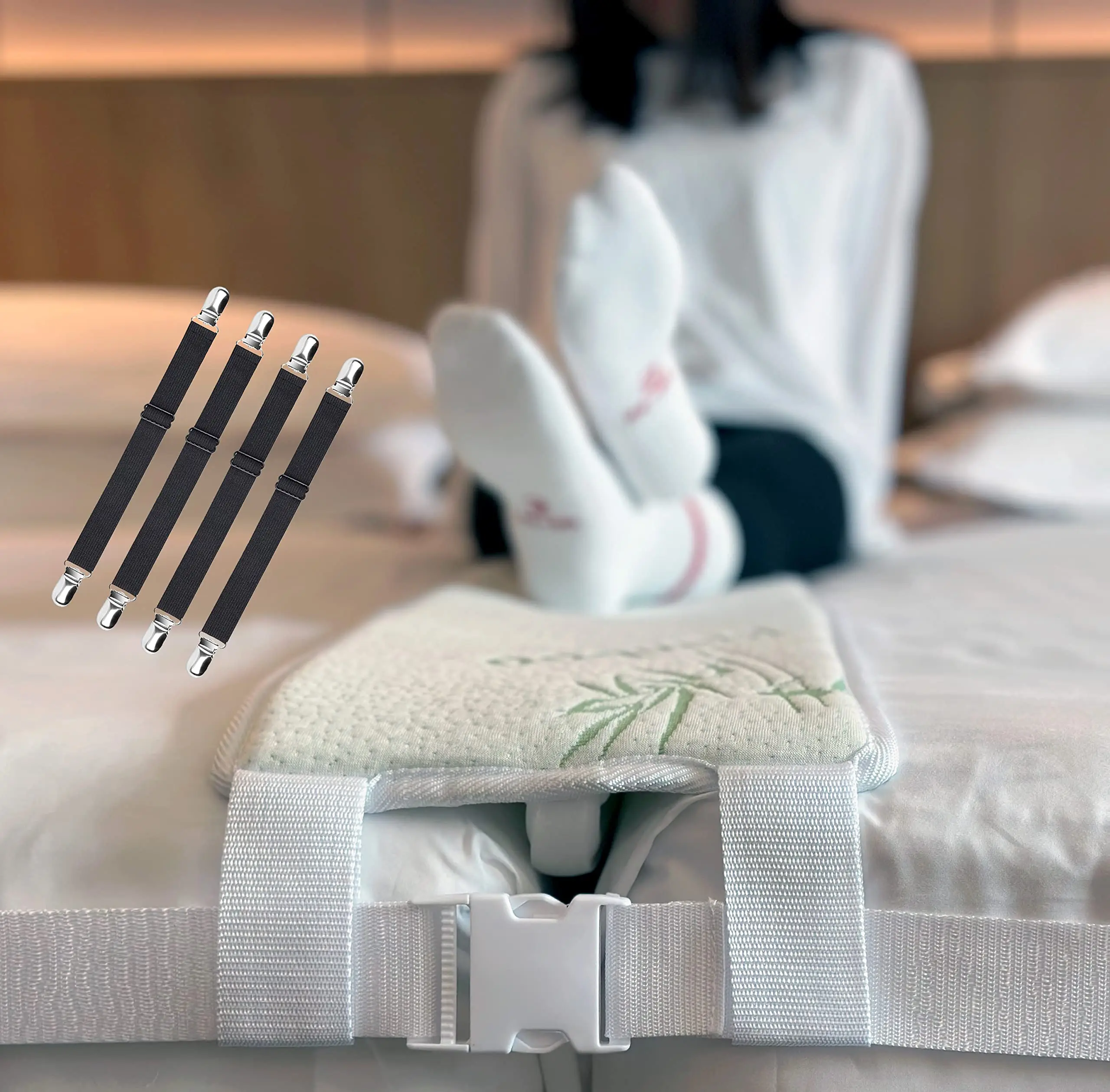 10inch extra wide  Bamboo Bed Bridge Twin to King Converter Kit Wide Gap Filler with 2 Inch Wide Strap and 4 Sheets Fasteners