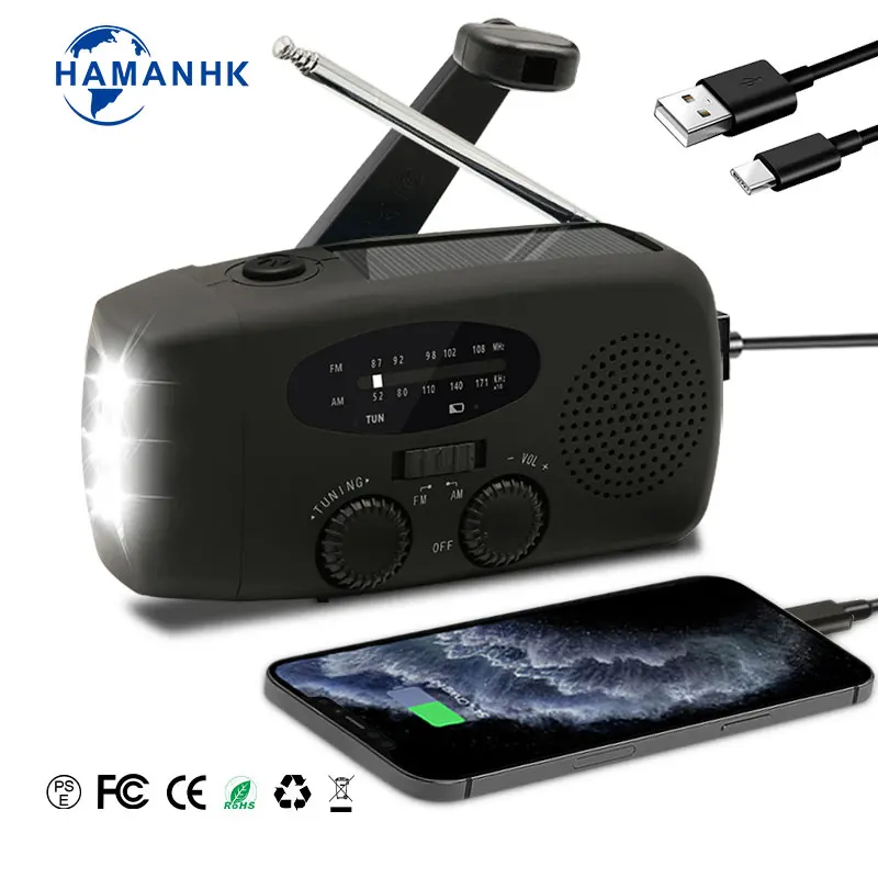 Hot Selling High Power 2000mah Emergency Radio Digital Radio Fm Am Solar Hand Crank Weather Radio Home
