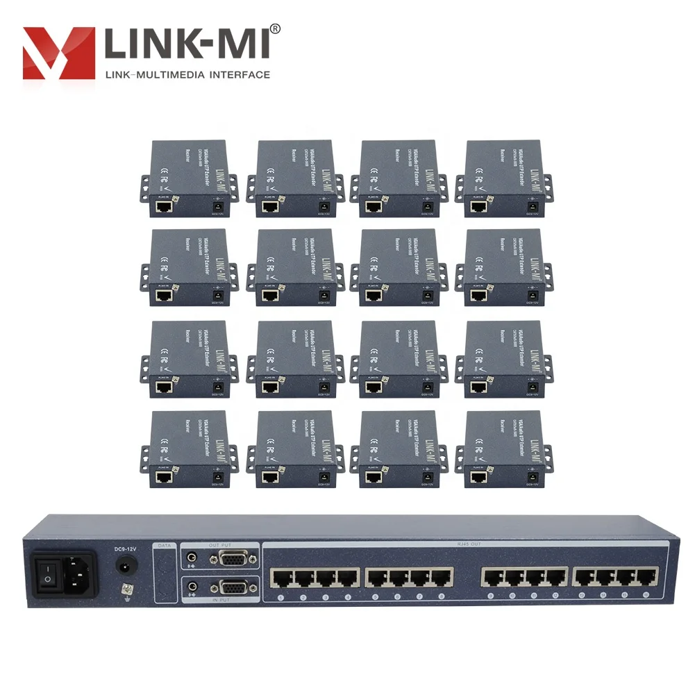 LINK-MI 100 м 1x16 каналов активный VGA видео и аудио передатчик расстояние 300 м Макс 16 портов vga-разветвитель передачи сигнала