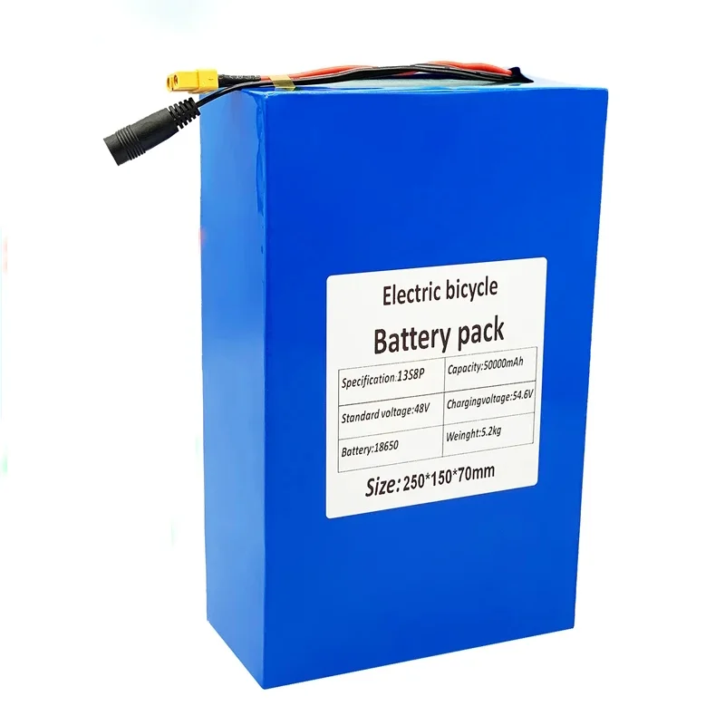 48V 50Ah 48V 50000mAh battery 18650 13S8P Lithium Battery Pack 1000W electric bicycle battery Built in 50A BMS