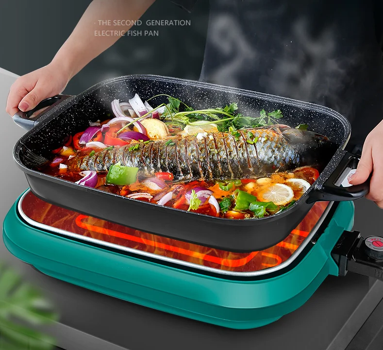 2022 newly design Detachable plate with hot pot 3 in 1 multifunction indoor electric barbecue grill for promotion