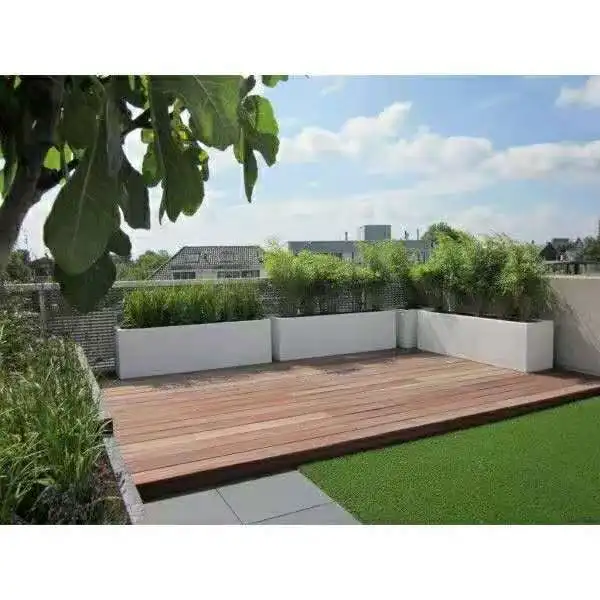 Large Outdoor Rectangular Fiberglass concrete Trough Flower planter pots
