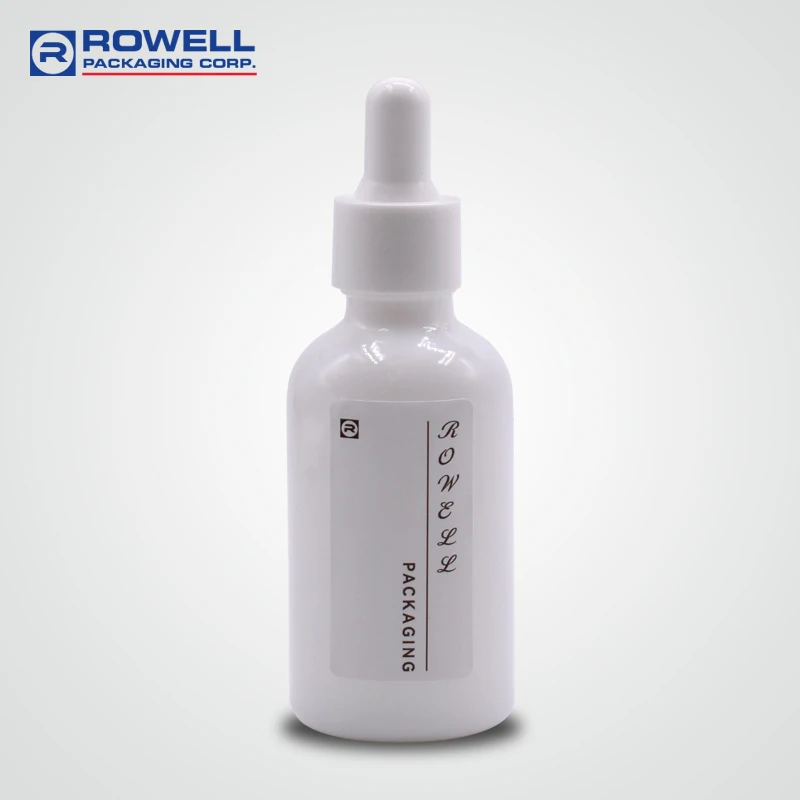 White Essential Oil Bottle Ceramic Cylinder Serum 50ML 30ML Logo Printing