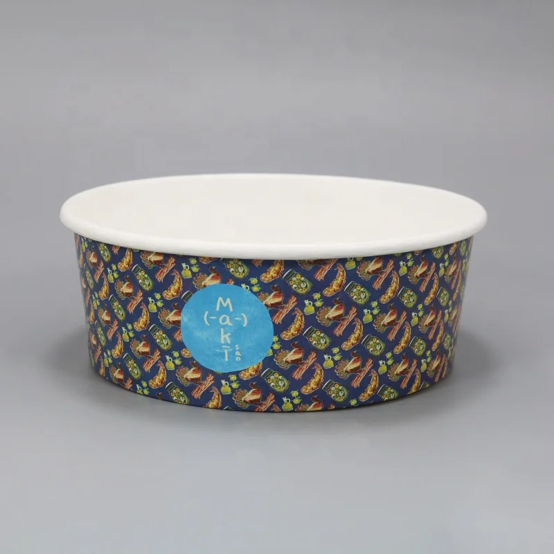 Wholesale round salad container disposable paper food packaging rice paper water bowl white paper bowl for sale