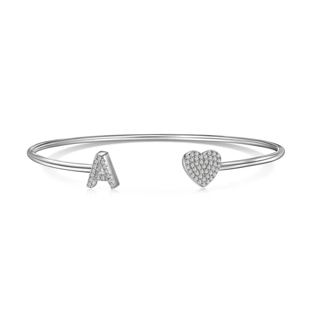 Kisvi S925 sterling silver bracelet 26 letters and heart bracelet for women