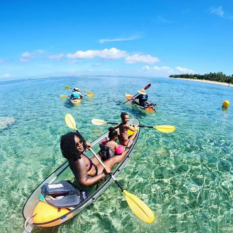 Manufacturer double seat clear kayak canoe 2 person transparent kayak boat sea fishing clear kayak for sale