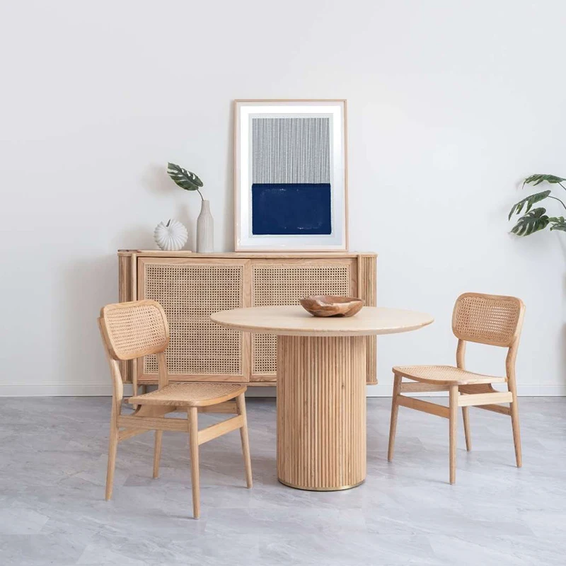 Modern Design Home Furniture Cream Style Customized Restaurant Dining Table Solid Wood Table Set 6 Seater