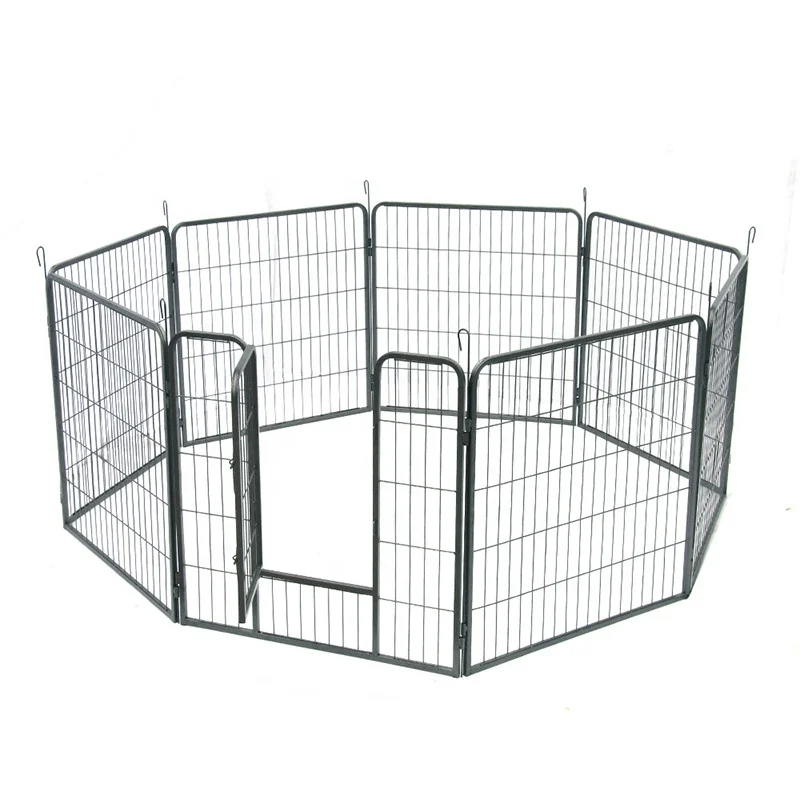 Wire Metal 8-Panel Octagon Black Enclosure Fence Exercise Kennel Crate Gate Cage Playpen